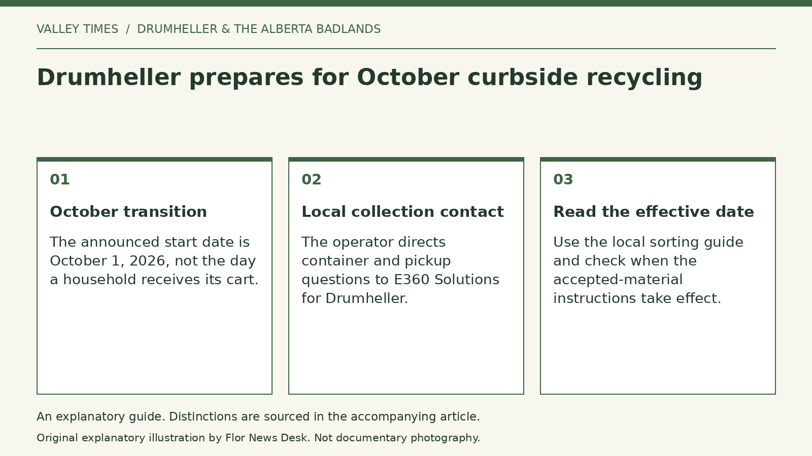 Explanatory diagram: October transition; Local collection contact; Read the effective date.