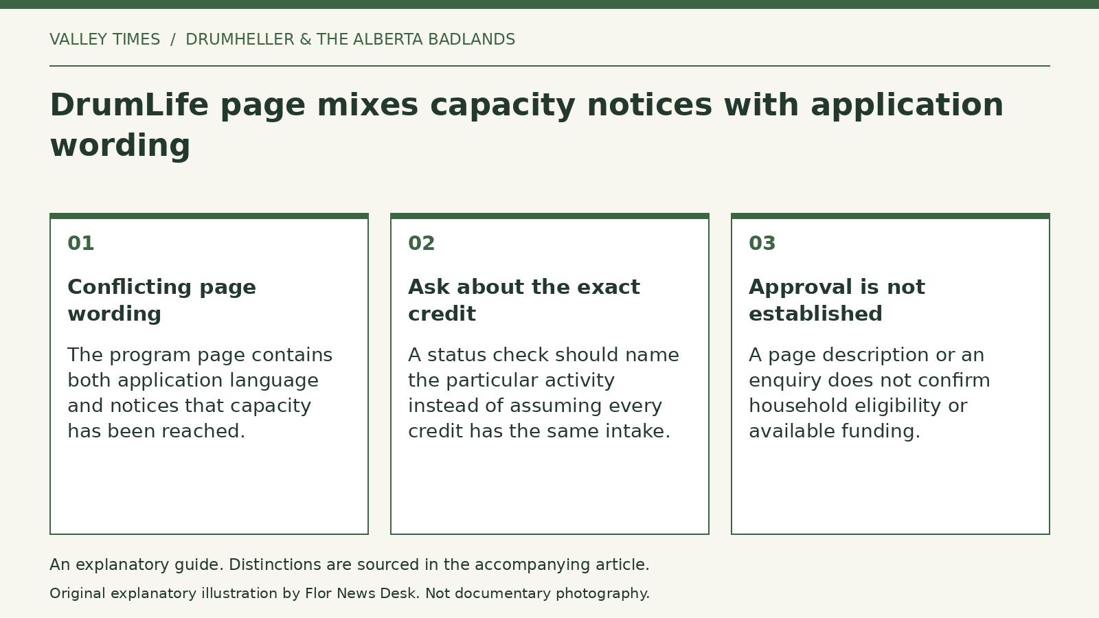 Explanatory diagram: Conflicting page wording; Ask about the exact credit; Approval is not established.