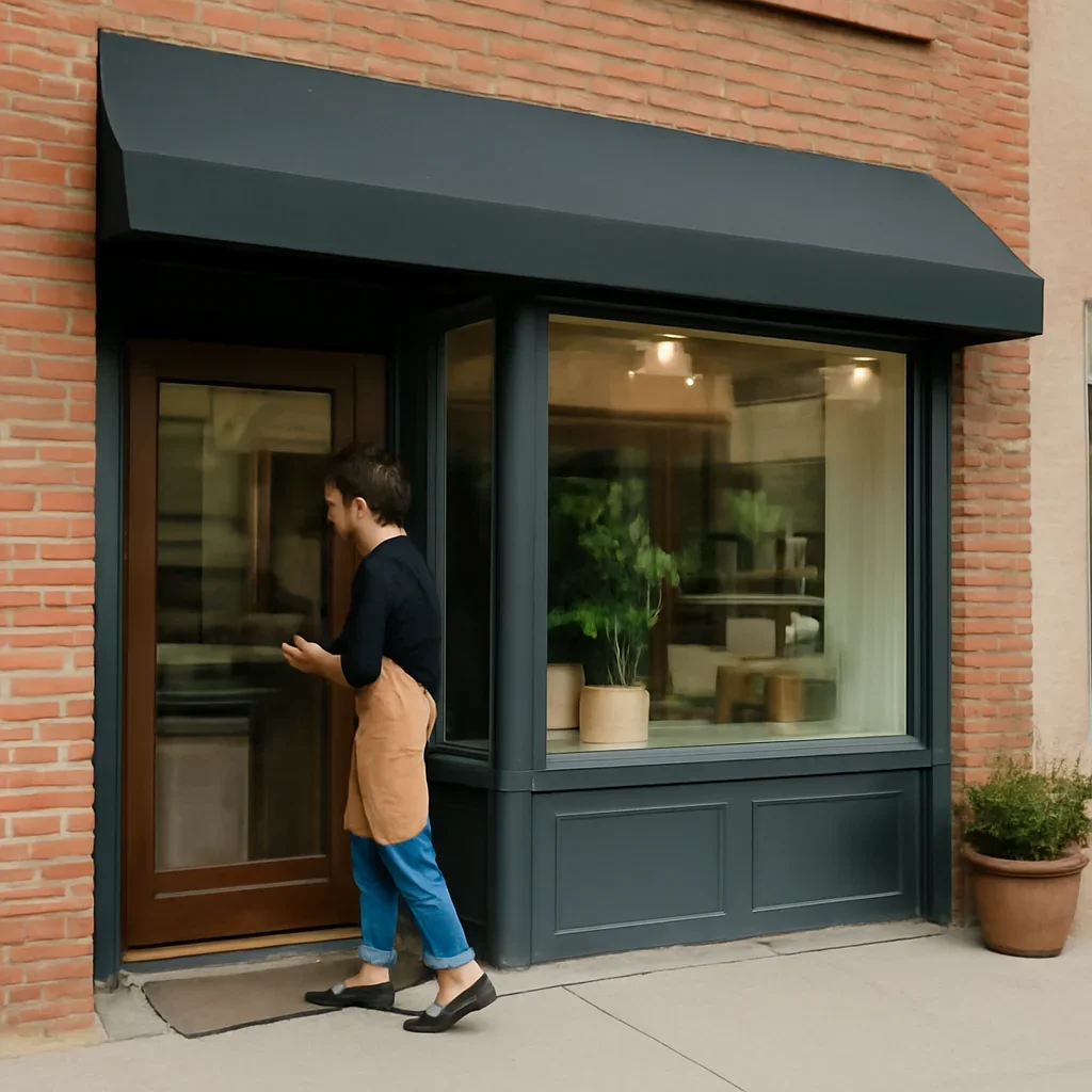 Storefront or service business in Drumheller preparing to open for the day