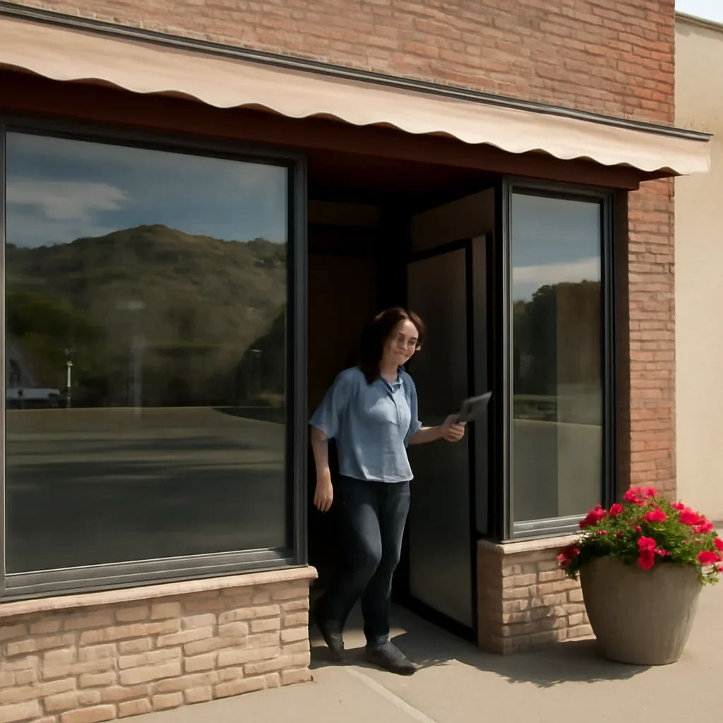 Storefront or service business in Drumheller preparing to open for the day
