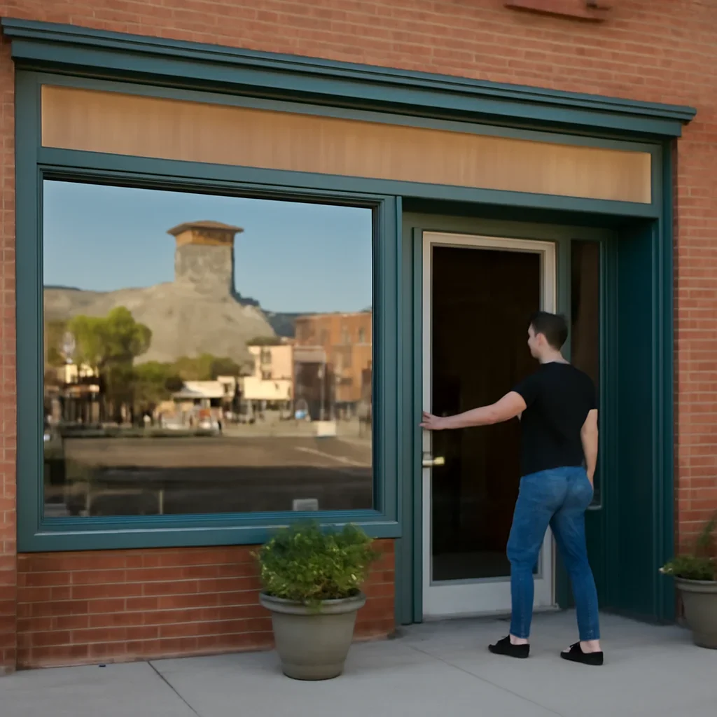 Storefront or service business in Drumheller preparing to open for the day