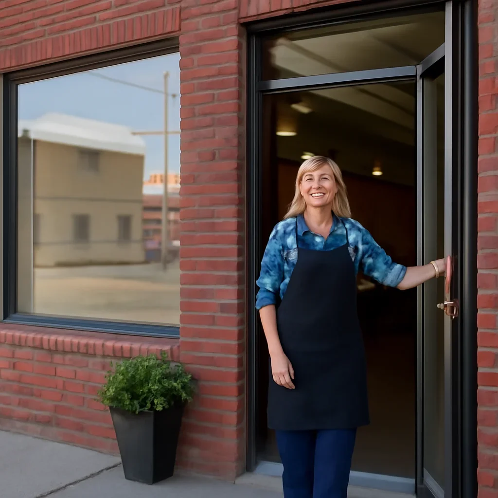 Storefront or service business in Drumheller preparing to open for the day