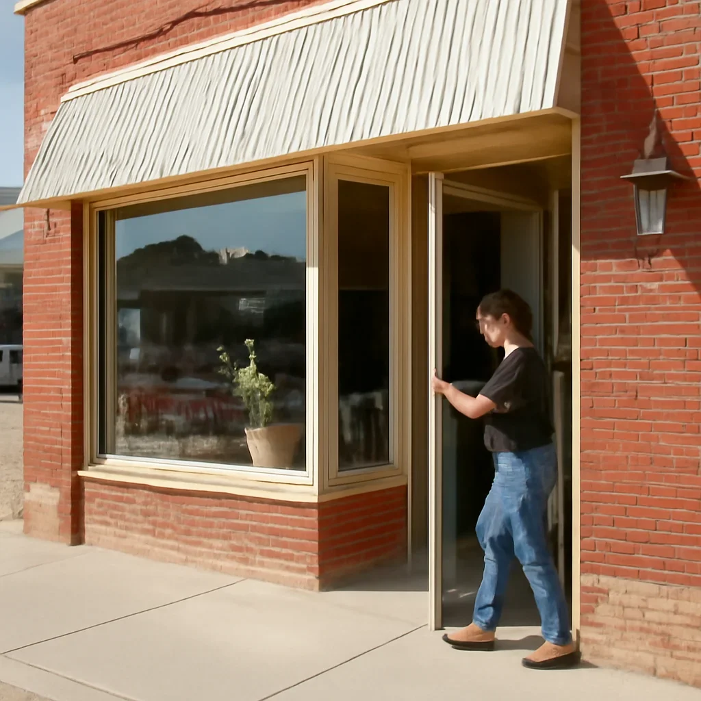 Storefront or service business in Drumheller preparing to open for the day