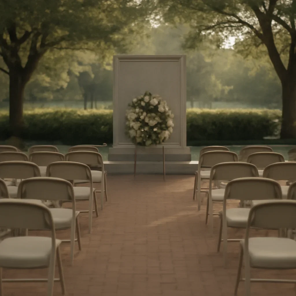 Quiet memorial gathering space prepared for a community service