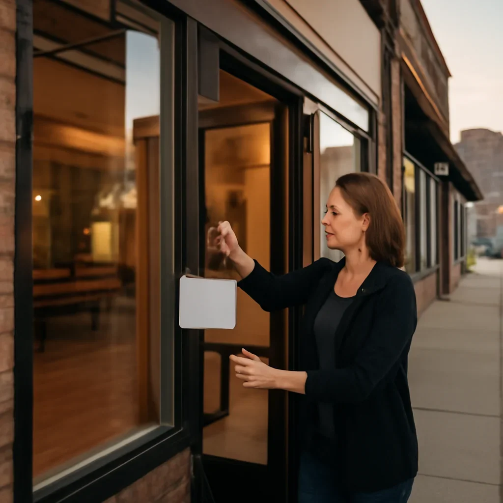 Storefront or service business in Drumheller preparing to open for the day