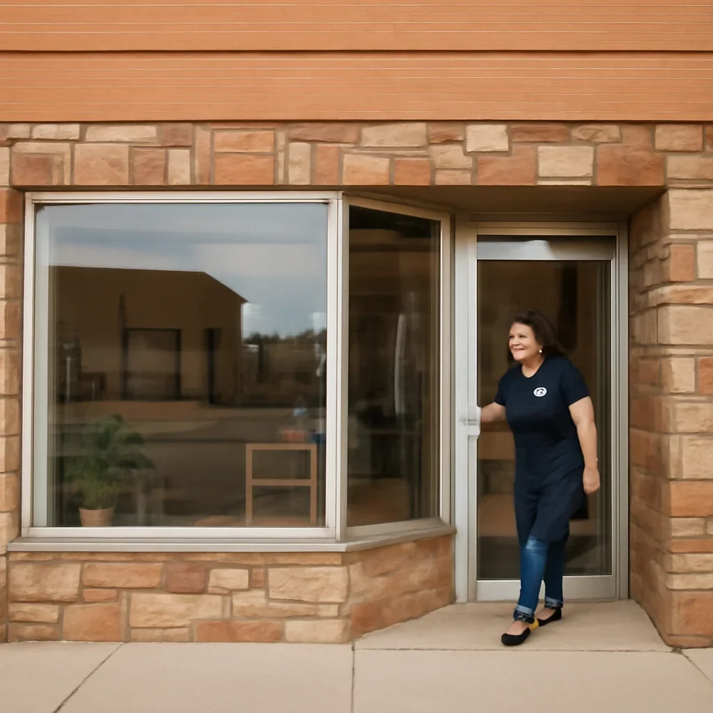 Storefront or service business in Drumheller preparing to open for the day