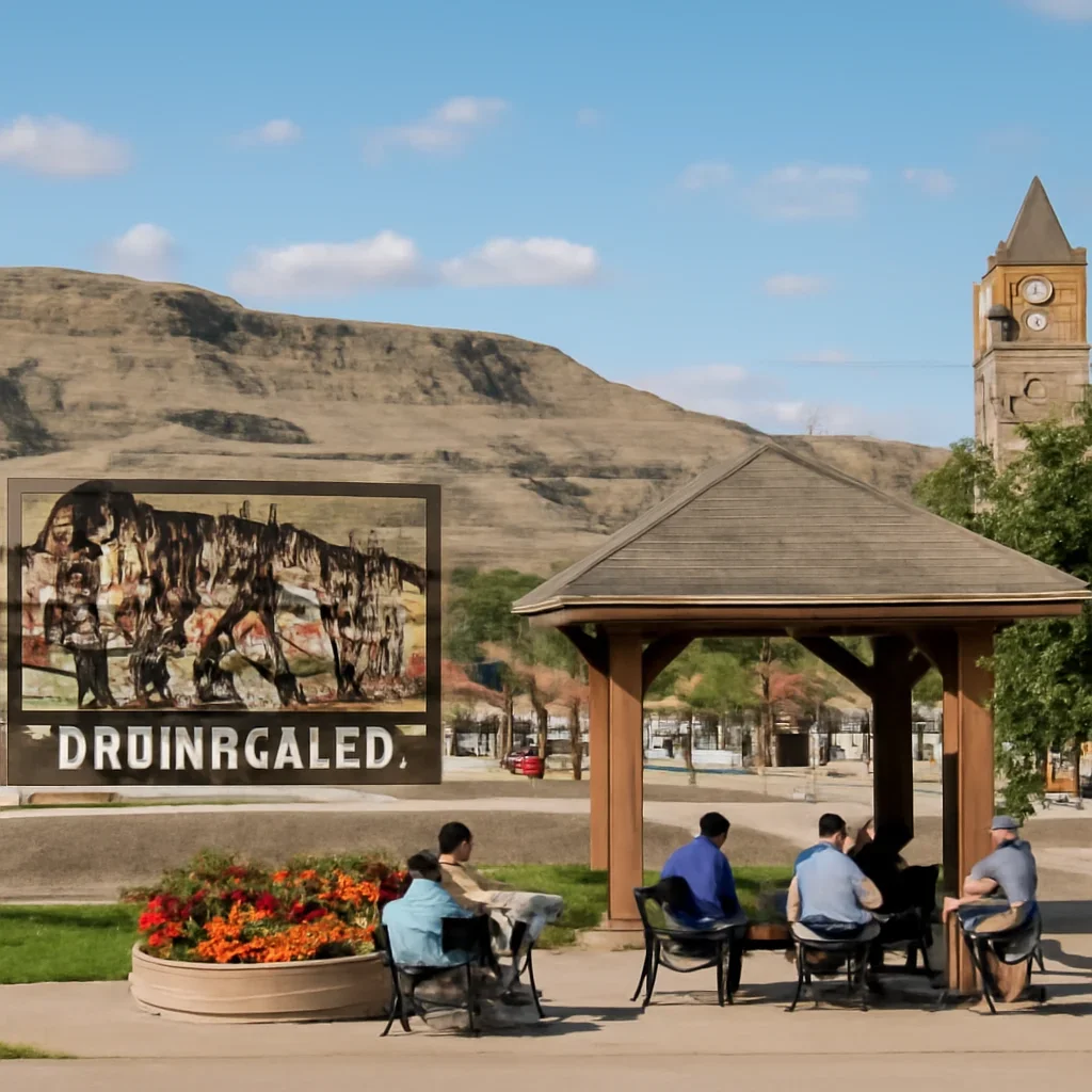 Community gathering place and local landmarks in Drumheller