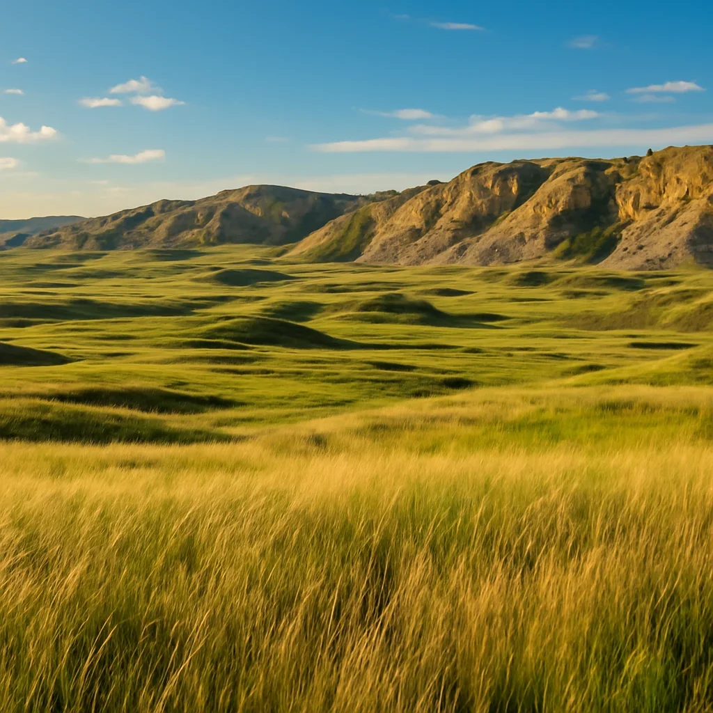 Scenic prairie and badlands landscape near East Coulee
