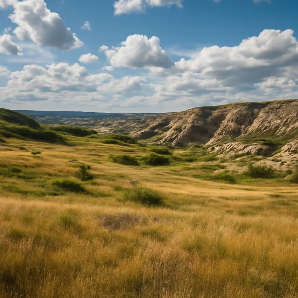 Scenic prairie and badlands landscape near Morrin