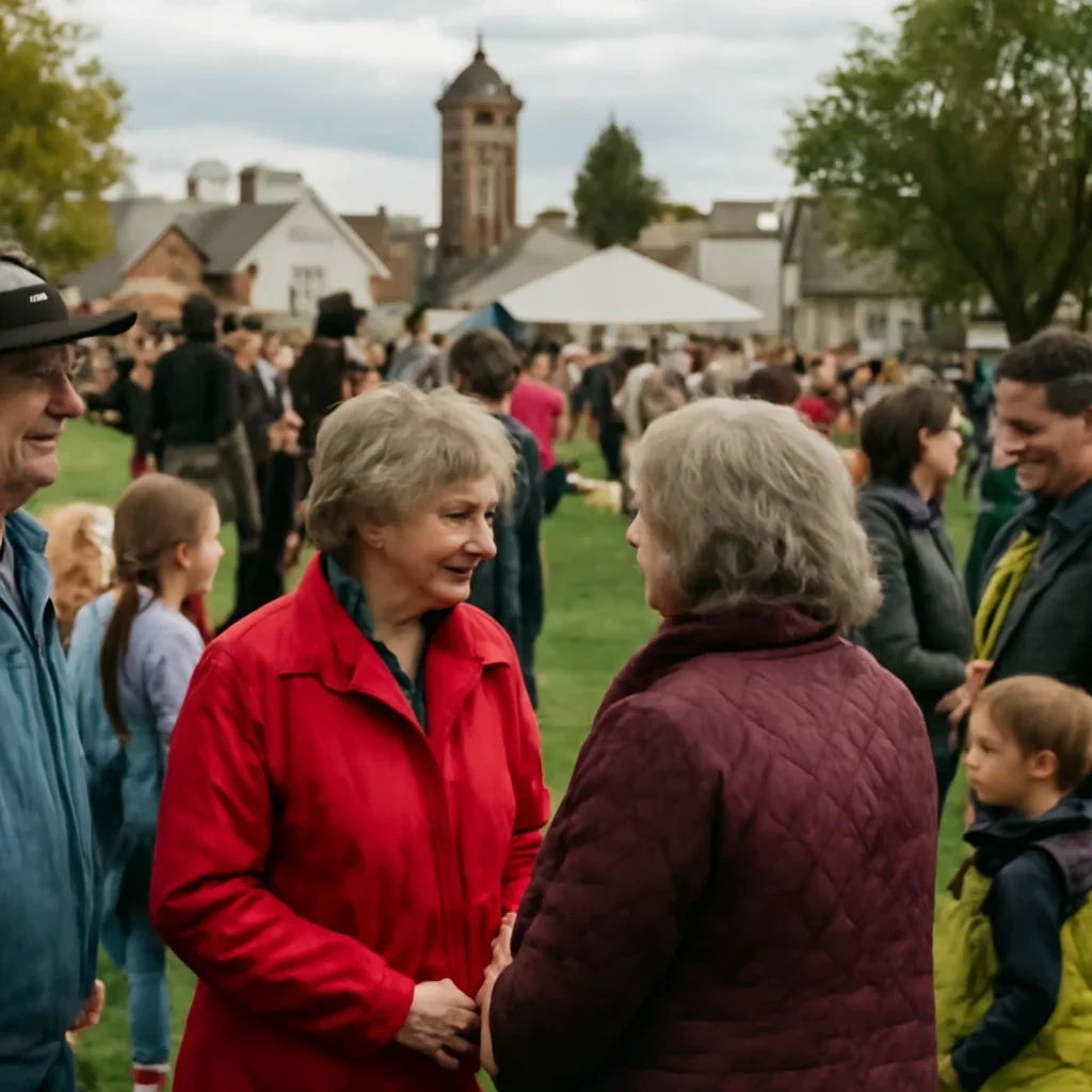 Residents attending a seasonal event connected to Morrin