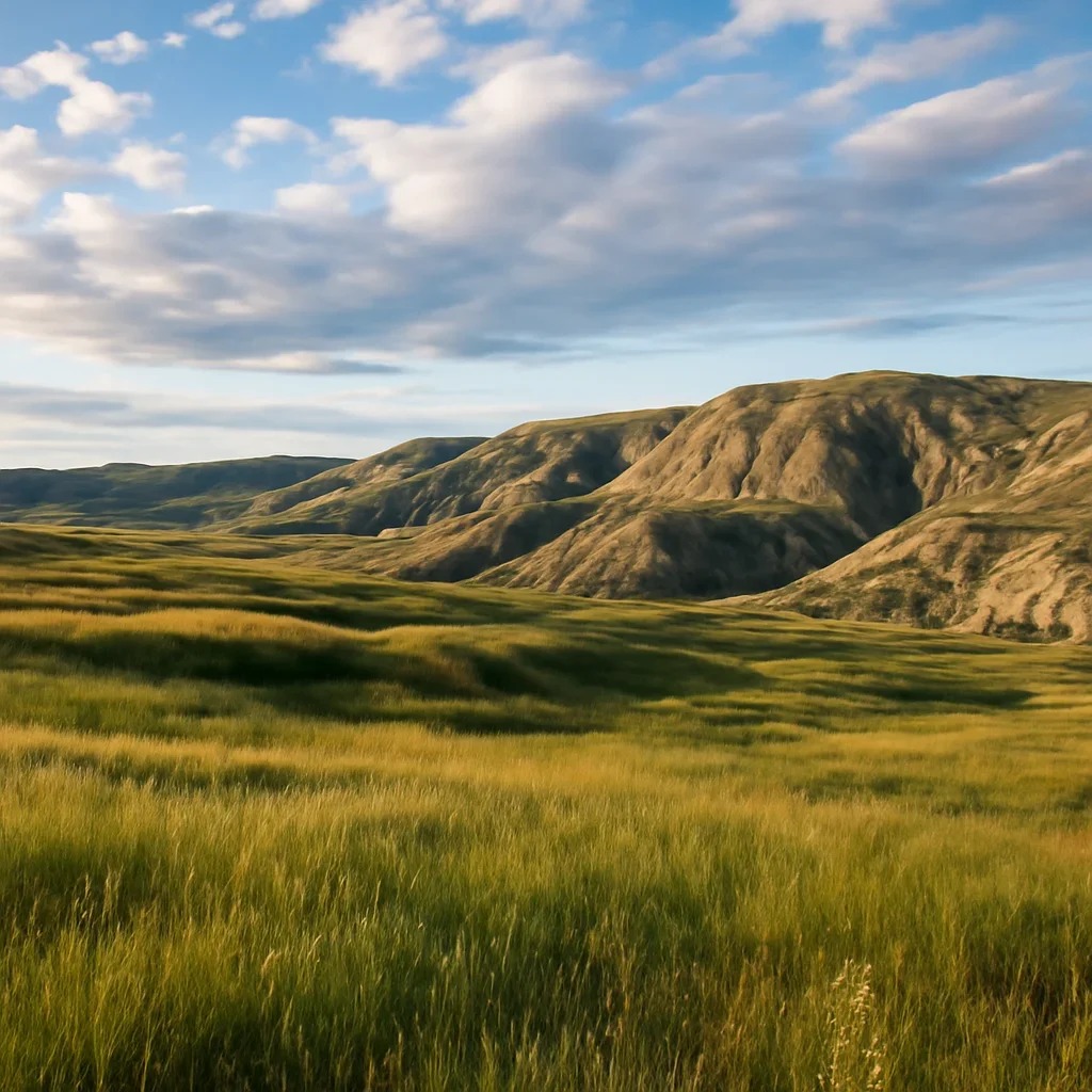 Scenic prairie and badlands landscape near Munson