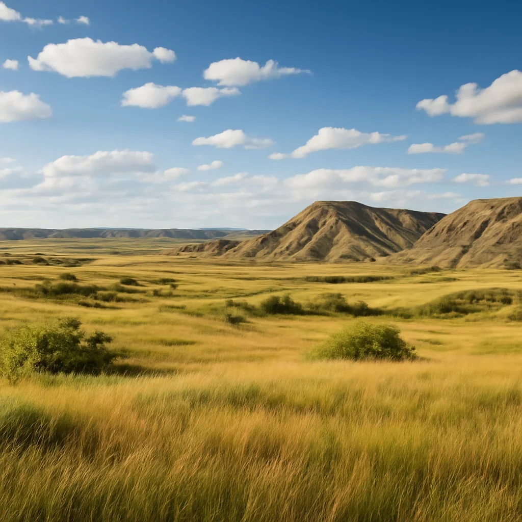 Scenic prairie and badlands landscape near Nacmine
