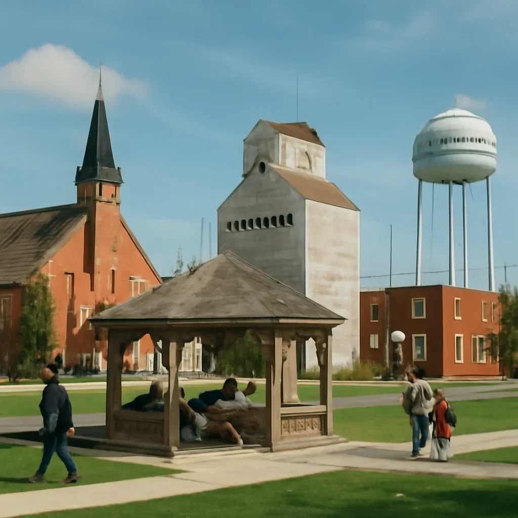 Community gathering place and local landmarks in Nacmine