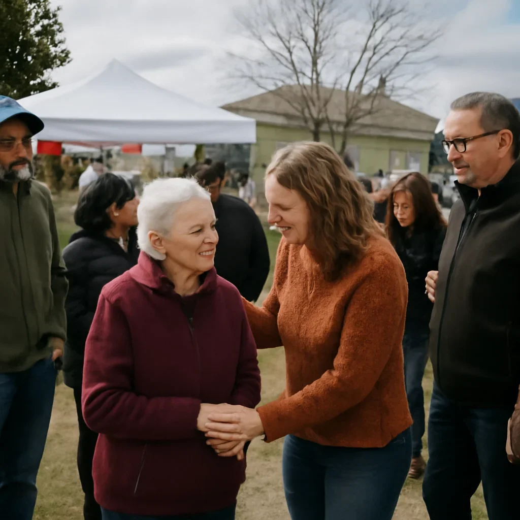 Residents attending a seasonal event connected to Rosedale