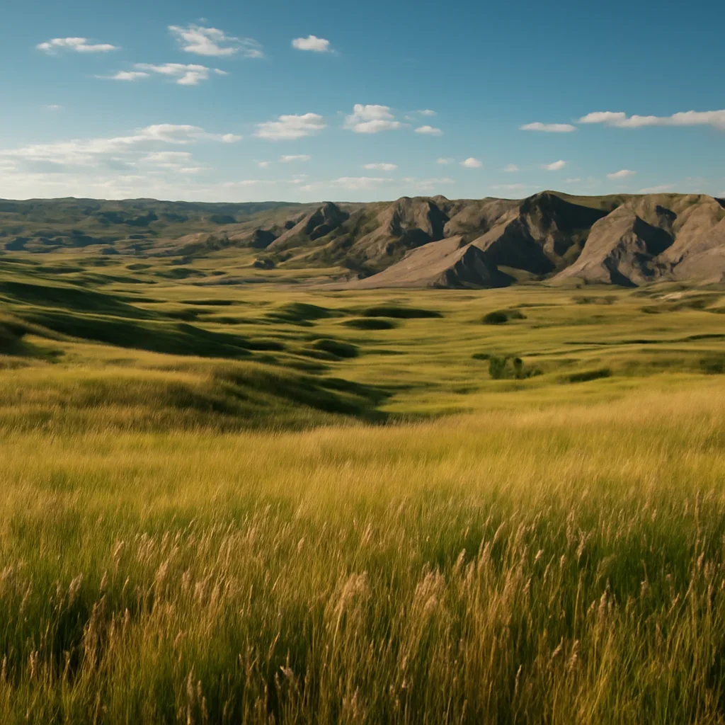 Scenic prairie and badlands landscape near Wayne