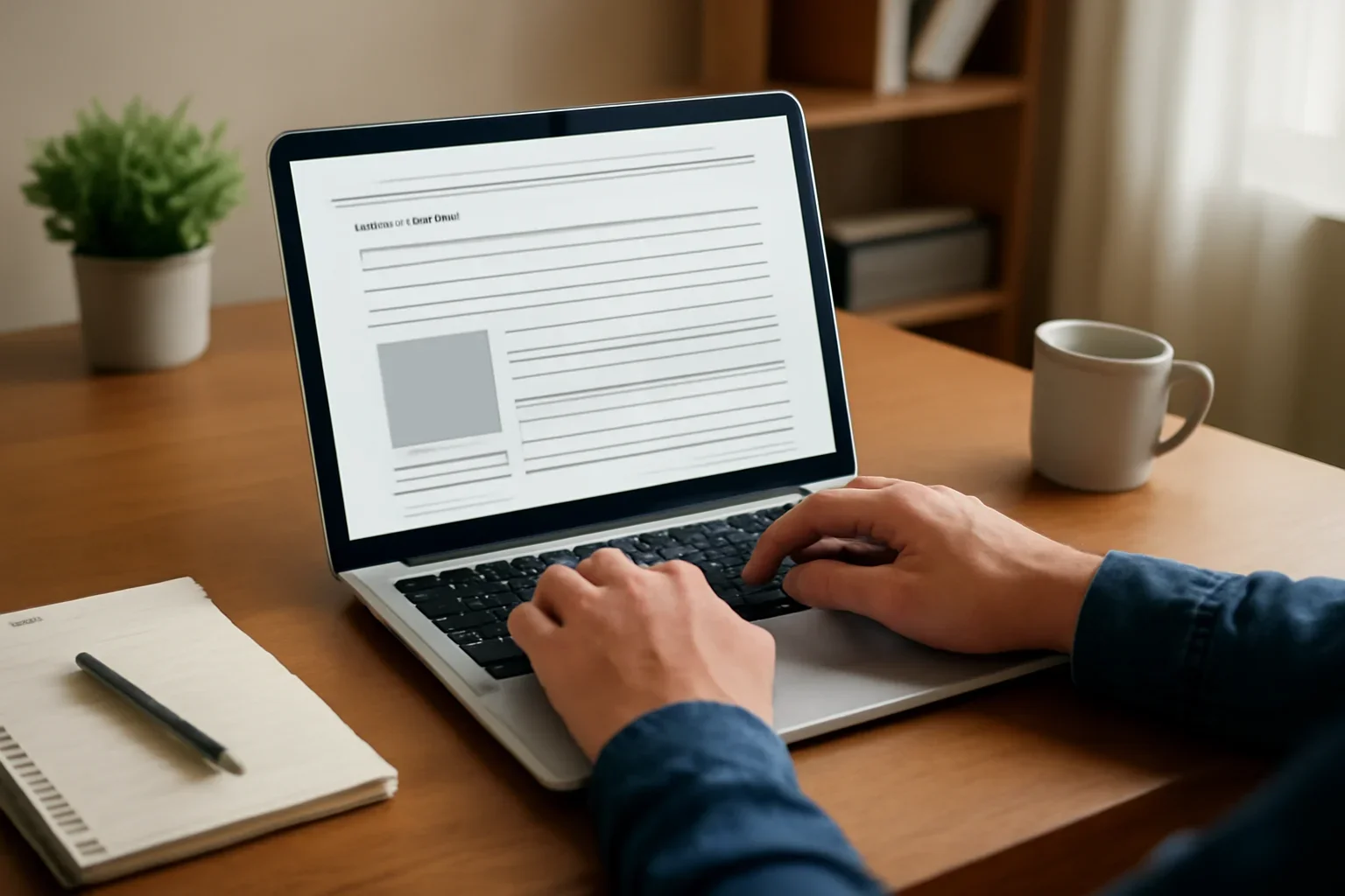 Seller posting a neatly written local classified listing from a laptop