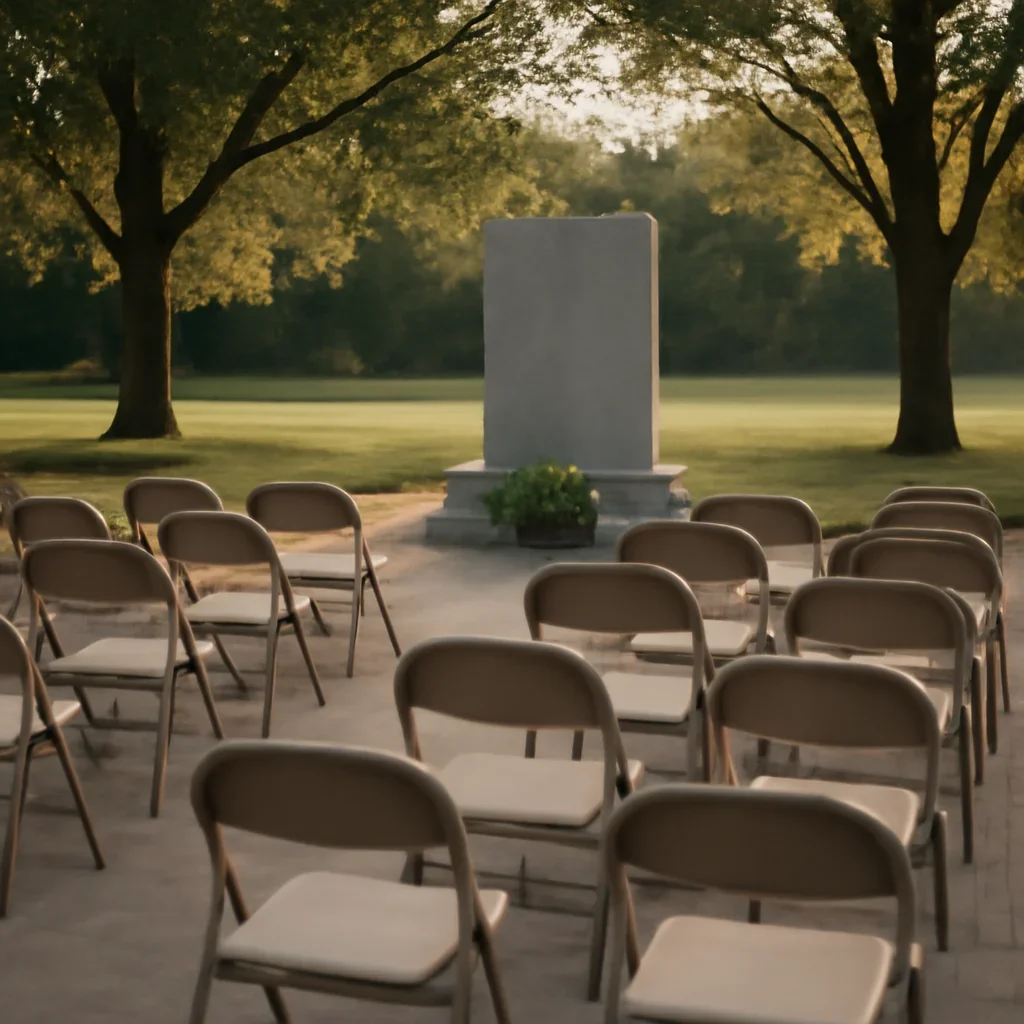 Quiet memorial gathering space prepared for a community service