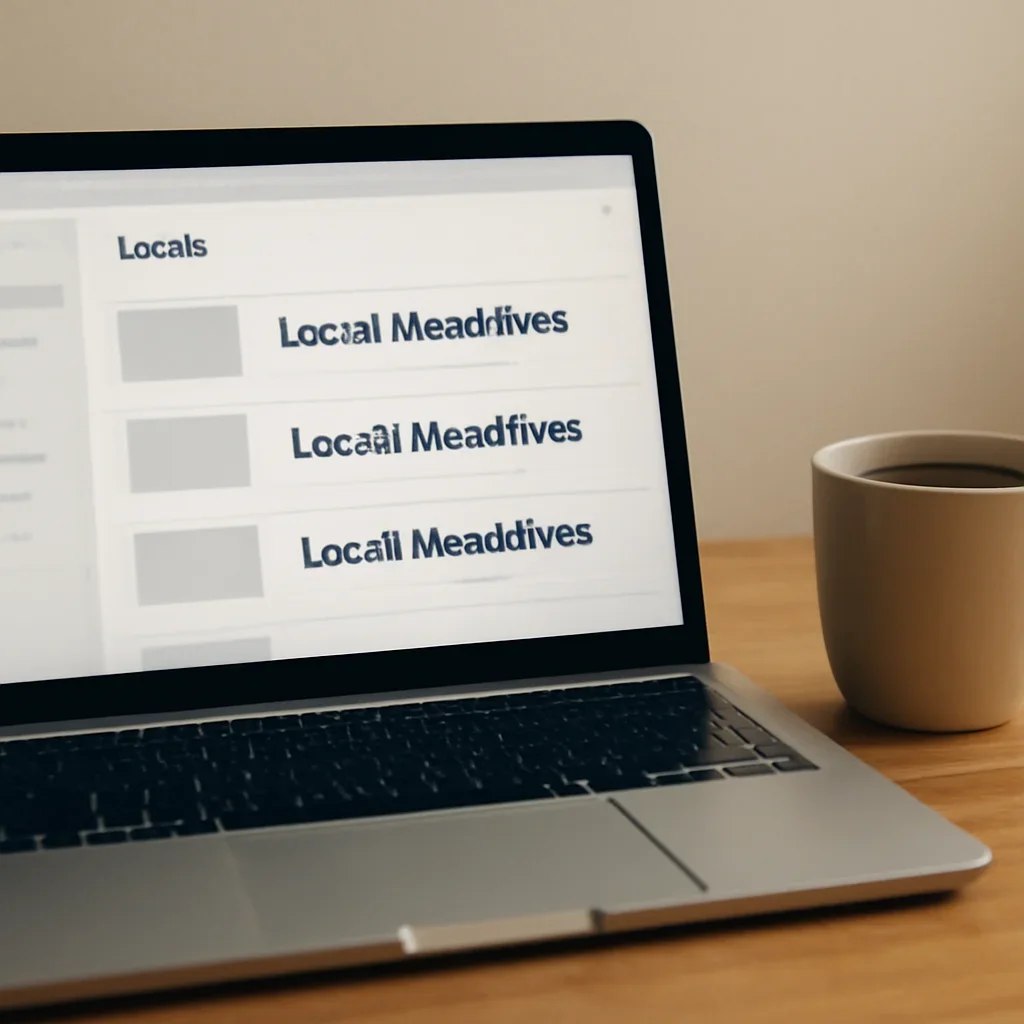 Inbox screen with local headlines beside a coffee cup