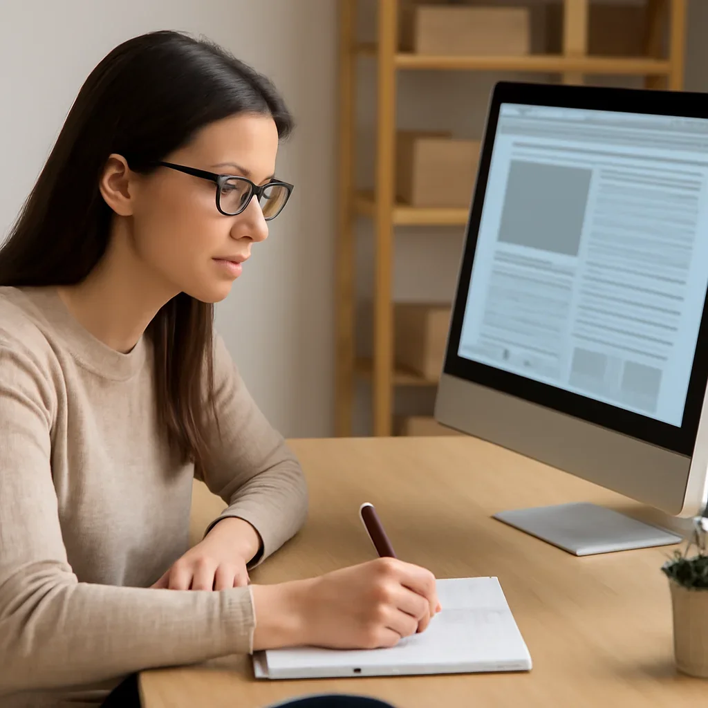 Small business owner planning a newsletter sponsorship placement