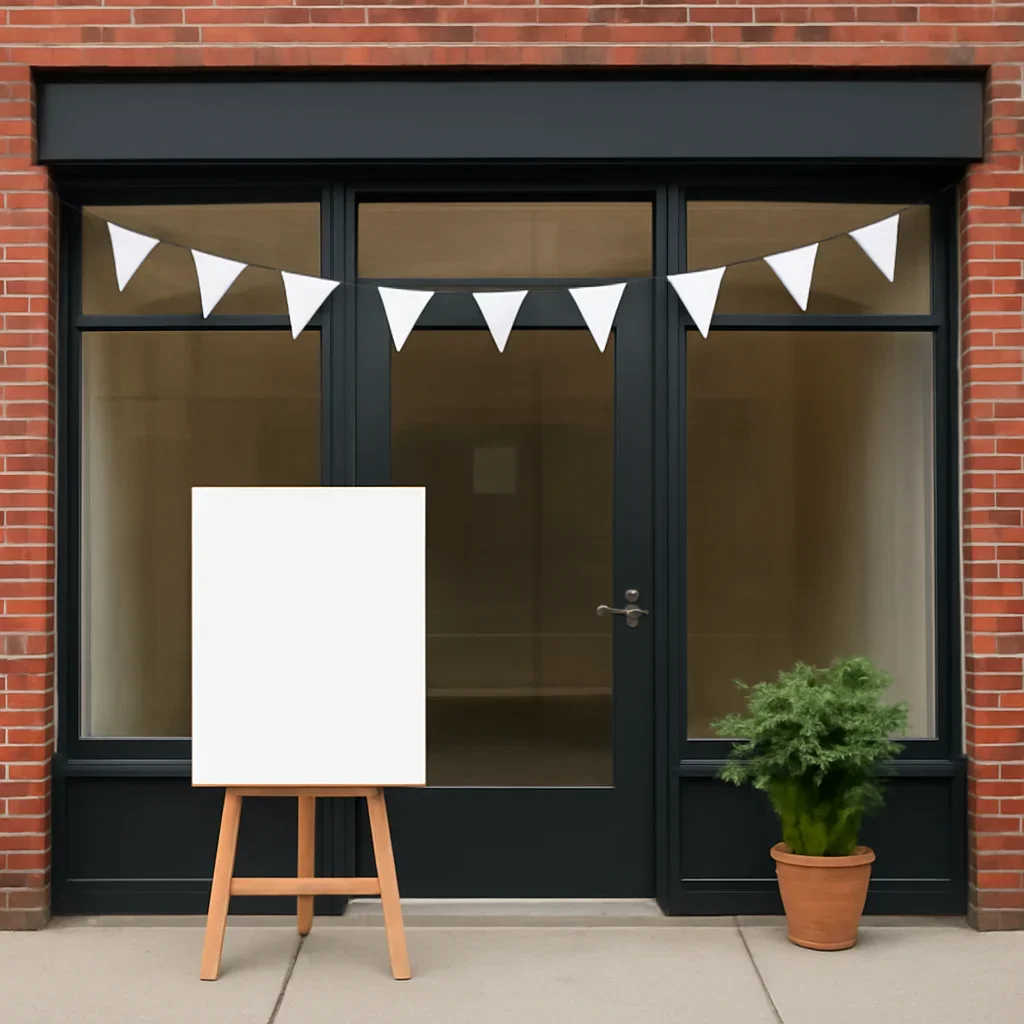 Neighbourhood storefront or event space prepared for local promotion
