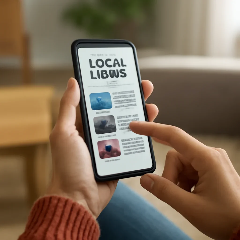 Reader scrolling local headlines on a phone