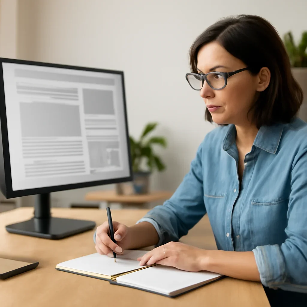 Small business owner planning a newsletter sponsorship placement