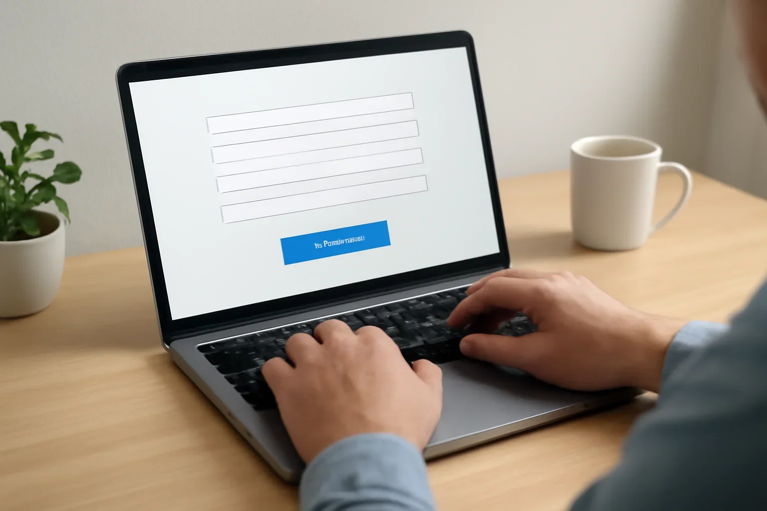 Person completing an online submission or support request on a laptop