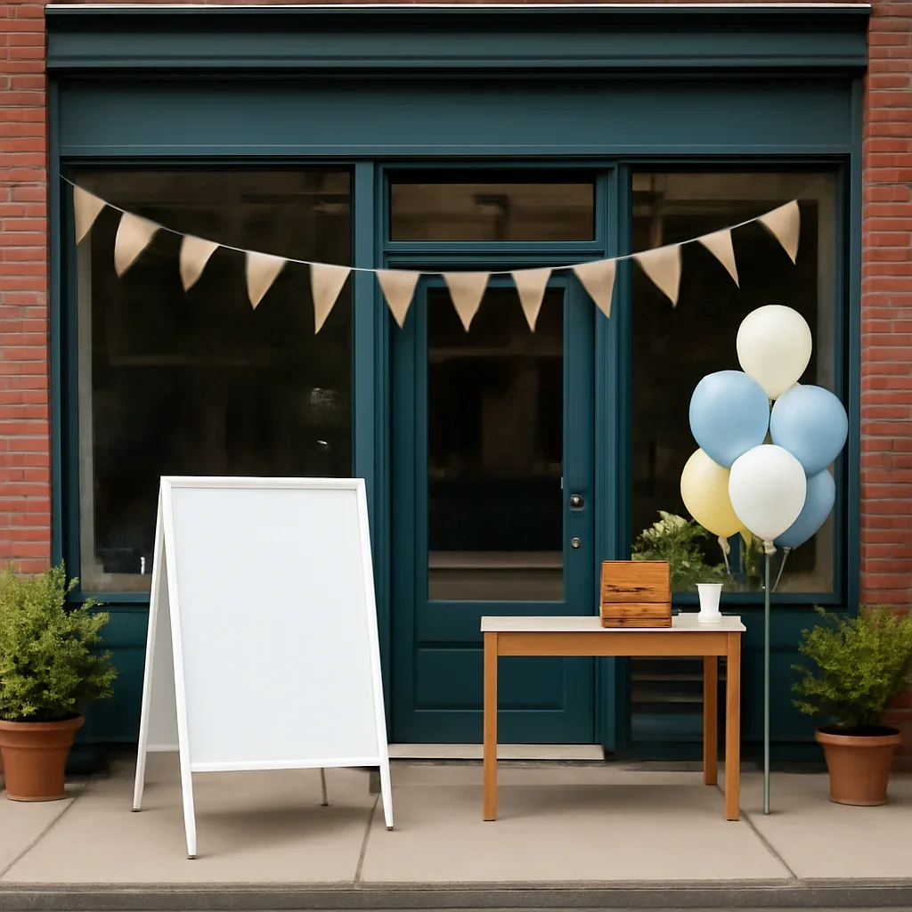 Neighbourhood storefront or event space prepared for local promotion