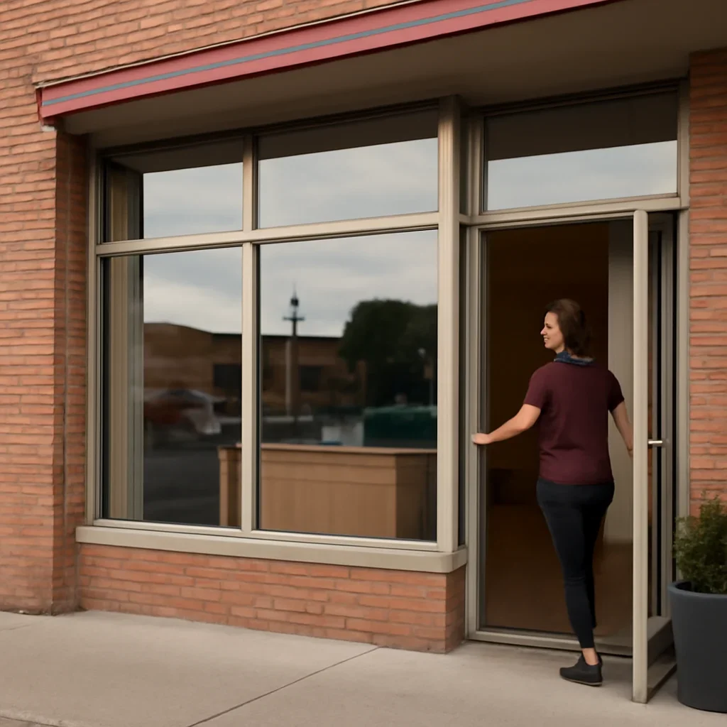 Storefront or service business in Drumheller preparing to open for the day
