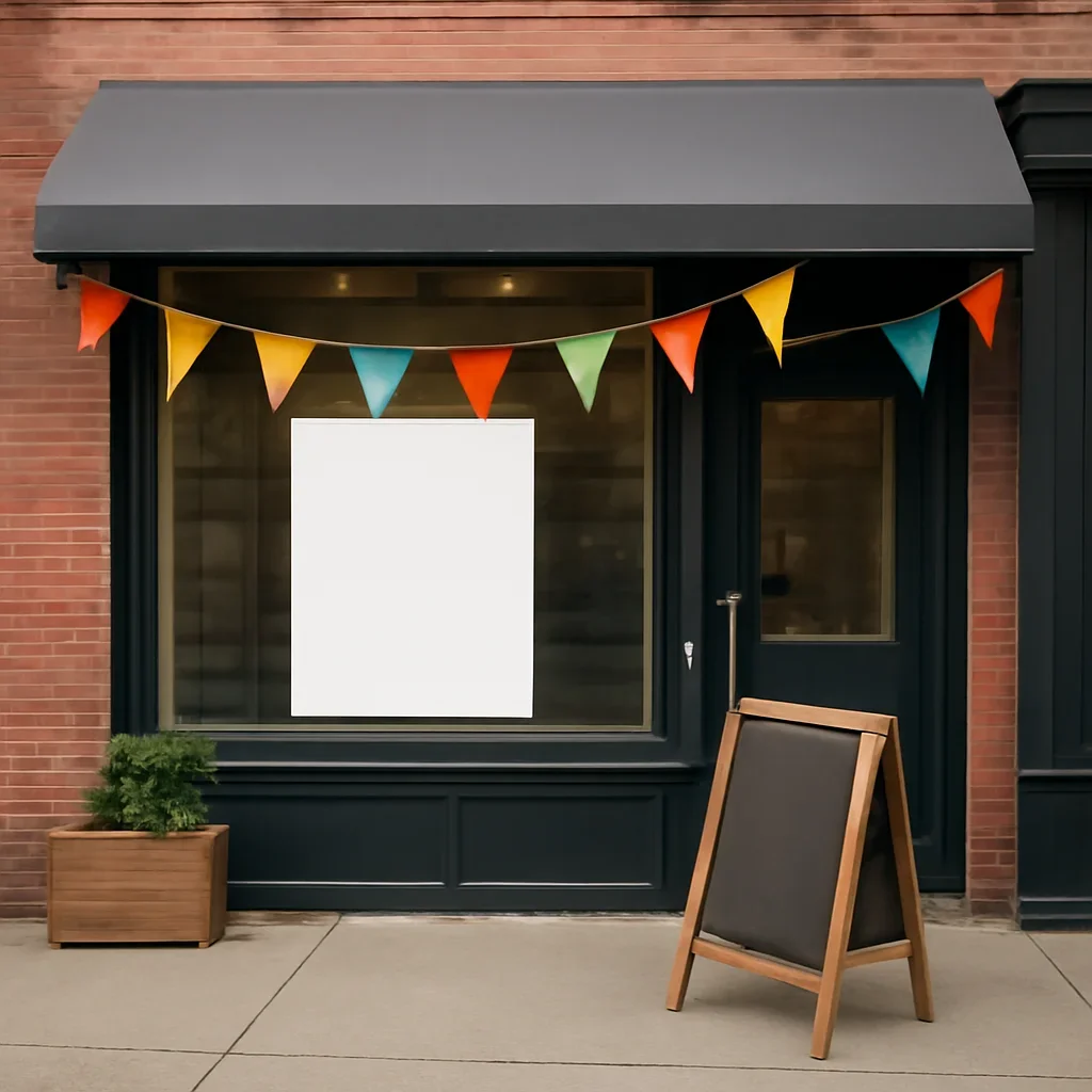 Neighbourhood storefront or event space prepared for local promotion