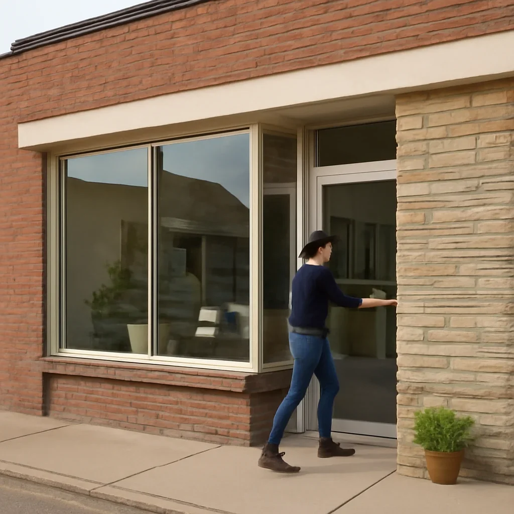 Storefront or service business in Drumheller preparing to open for the day
