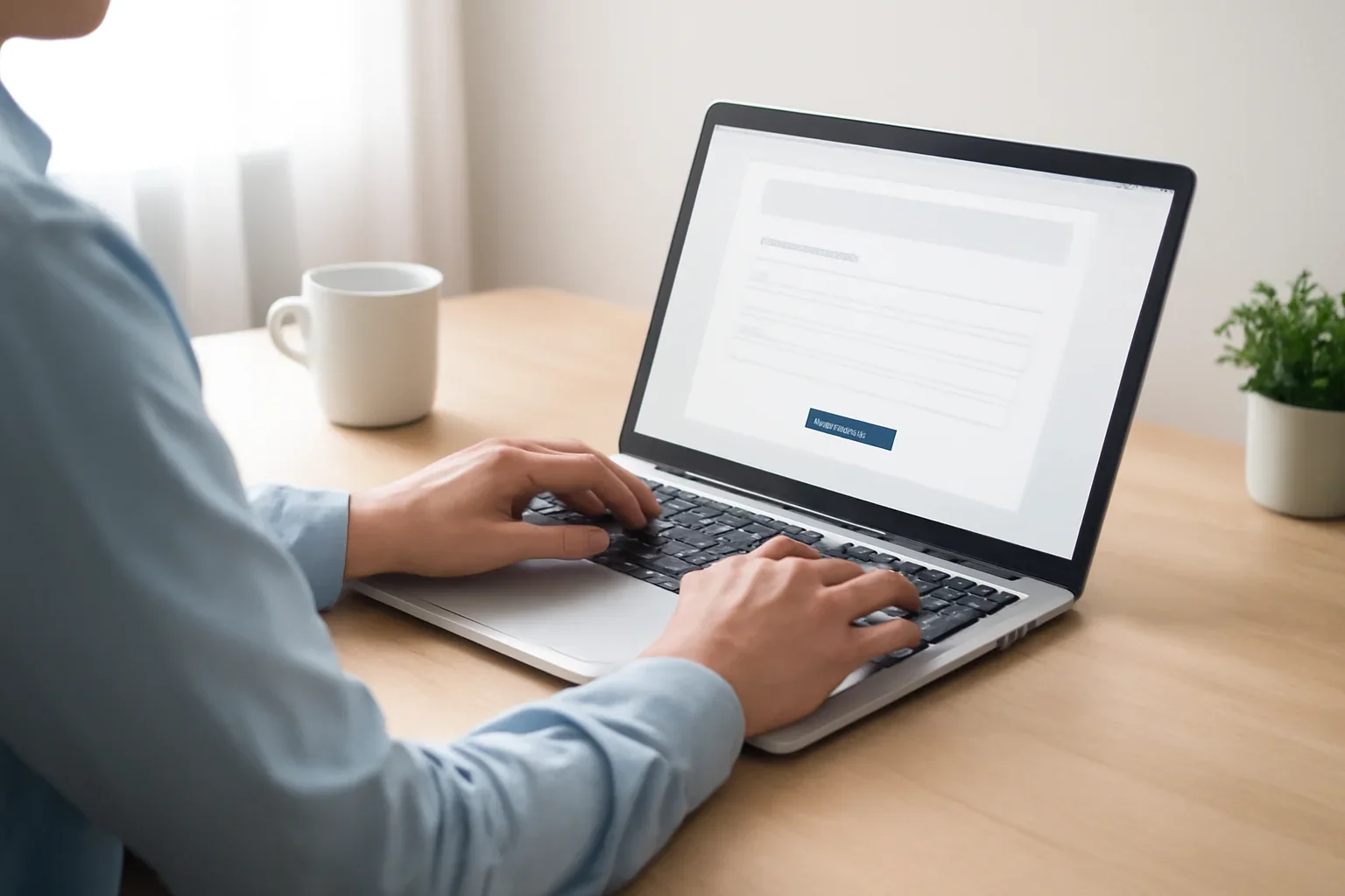 Person completing an online submission or support request on a laptop
